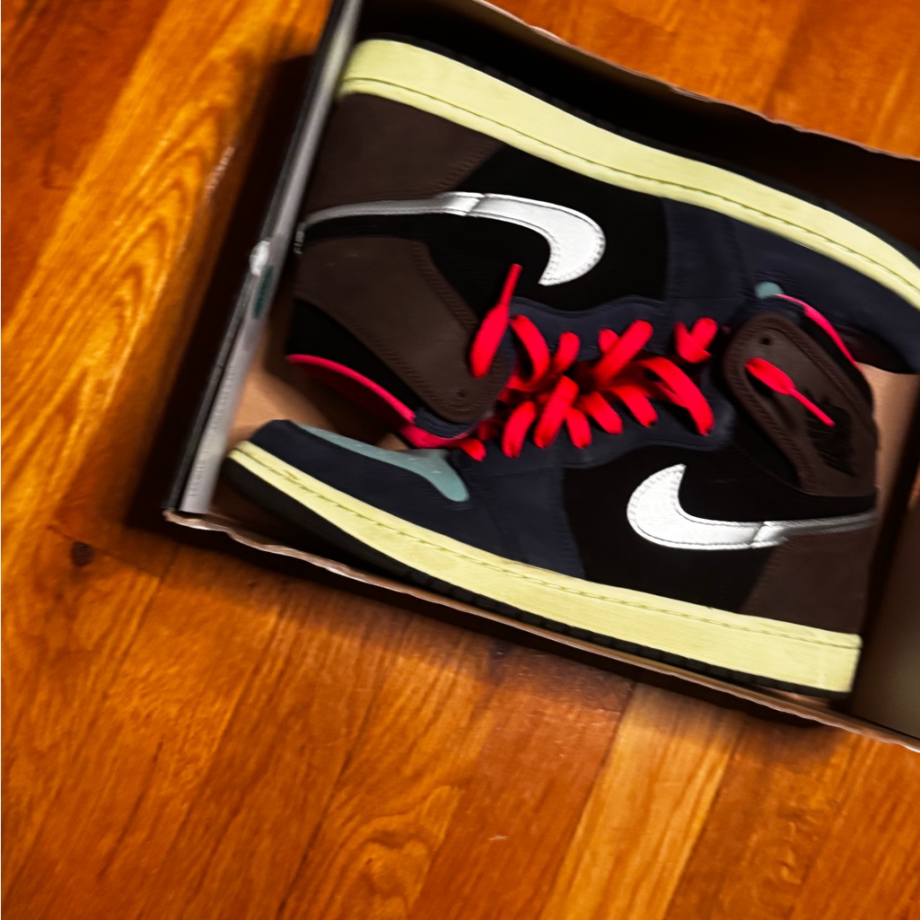 Jordan Athletic Shoes Black And Brown With Red Accents